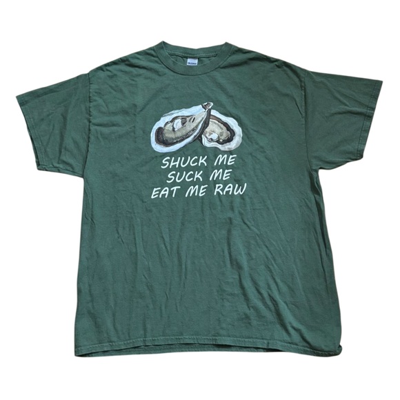 Gildan Tops - Gildan Unisex Playful Graphic Tee – “Shuck Me, Suck Me, Eat Me Raw” Oyster Print